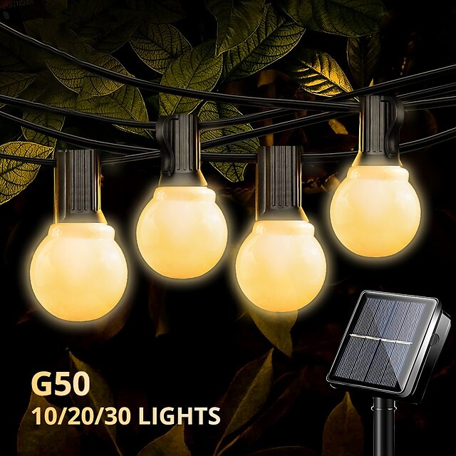  globe solar string light led g50 glödlampa ip65 vattentät utomhus krans trädgårdslampa lämplig för hem inomhus trädgård semesterbelysning