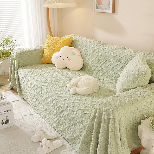 Sage Green Fleece Throw Blanket for Couch Sofa or Bed Throw Size, Soft