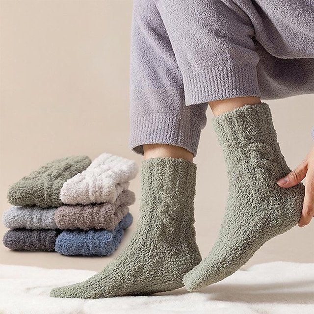  fleecestrømper push til kvinder mænd, varme bløde fluffy sokker tyk hyggestrømpe vinter julesokker til kvinder