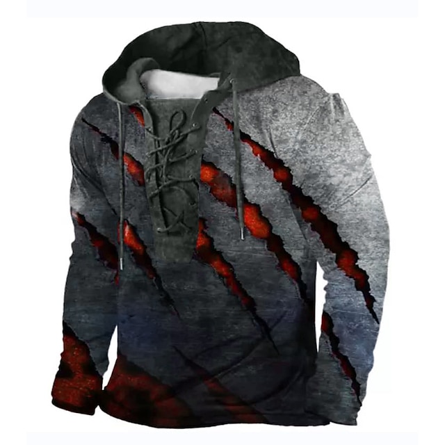  Hombre Bloque de color Estampados Sudadera Sudaderas Sudadera Con Capucha Manga Larga Sudadera con capucha Con Capucha Ropa de calle Impresión 3D Casual Diario Deportes Negro Blanco Acordonado