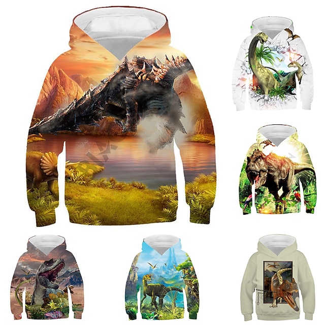  Infantil Para Meninos Moletom Dinossauro Manga Longa Outono Inverno Ativo Moda Algodão Casual