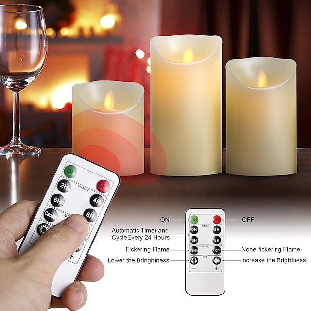 LED Candles Flameless Flickering Pillar Candles with Remote and Timer ...