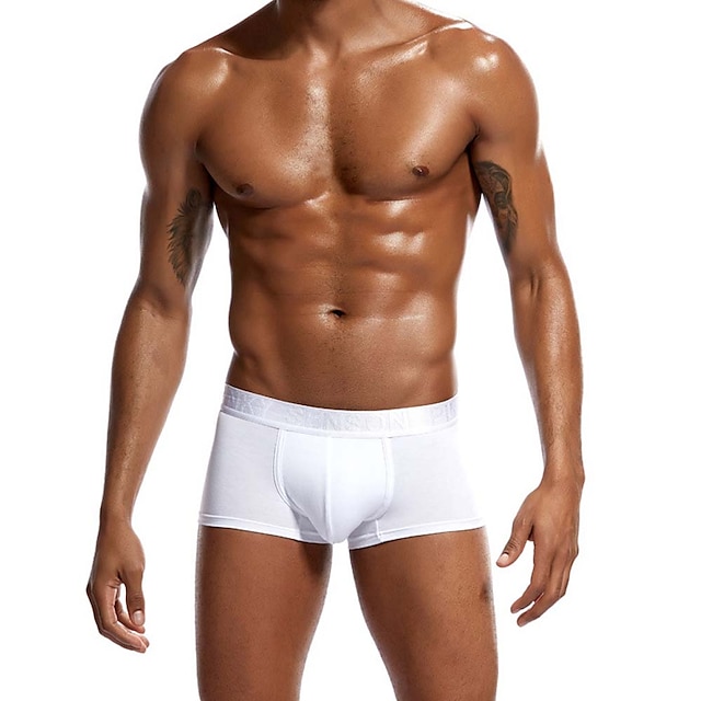  Men's 1pack Underwear Basic Panties Boxers Underwear Briefs Modal Antibacterial Leak Proof Letter Mid Waist Black White