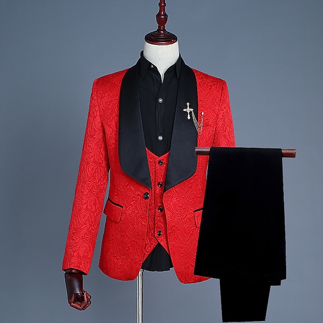  1920-tallet Slim passform Tredelt dress Rundet jakkeslag Den store Gatsby Herre Gangster Herre Jacquard Jul Bryllup Fest Skoleball Frakk