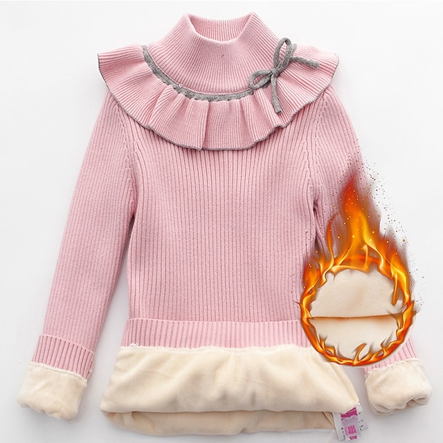  kinderkleidung Mädchen Pullover Feste Farbe Schulanfang Langarm Aktiv 2-13 Jahre Winter Schwarz Rosa Weiß / Herbst