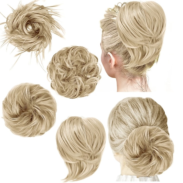 4 Pcs Messy Hair Bun Straight Hairpiece Tousled Updo for Women Hair ...