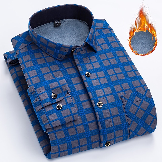 Camicia In Flanella Da Uomo A Quadri – Maniche Lunghe, Vestibilità Normale, Colletto Con Bottini E Tasca – Blu Quadretti (Taglia 3XL) - 3