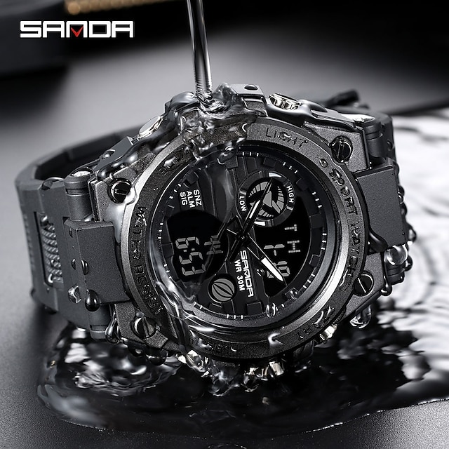  SANDA Digitální hodinky pro Muži Analog - digitální Digitální Sportovní Stylové Venkovní Kalendář LCD Svítící ABS Silikon