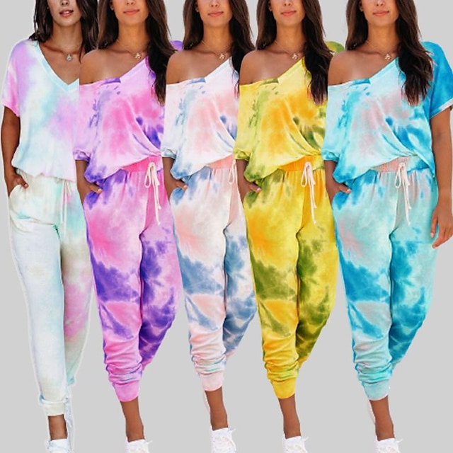  Women's new product printed chiffon high waist elastic pants fashion casual two-piece set