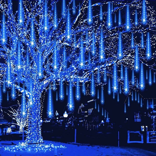  30CM * 24 Φώτα σε Κορδόνι Χριστουγεννιάτικα φώτα ντους μετεωριτών 432 LEDs 3 τεμ Θερμό Λευκό RGB Άσπρο Φώτα βροχής μετεωριτών Απόκριες Χριστούγεννα Δημιουργικό Αδιάβροχη Διακοσμητικό 100-240 V