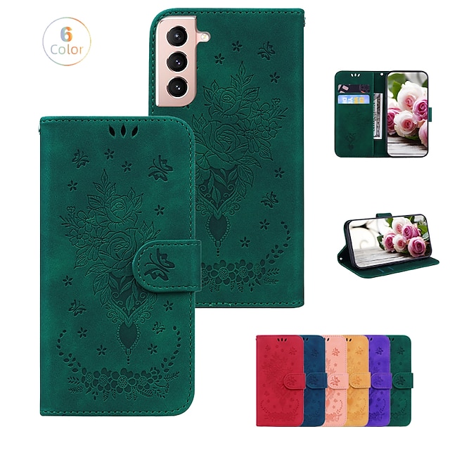  Phone Case For Samsung Galaxy S24 S23 S22 S21 S20 Plus Ultra A54 A34 A14 A73 A53 A33 Note 20 10 Wallet Case Wallet Embossed Full Body Protective Flower TPU PU Leather