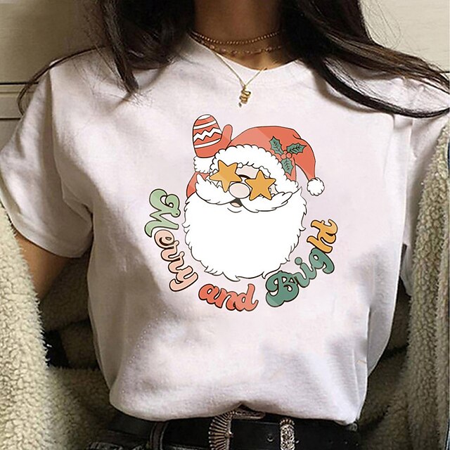 Christmas Santa Claus T-shirt Anime Cartoon Anime Classic Street Style  T-shirt For Men's Women's Unisex Adults' Hot Stamping 100% Polyester  9384529 2023 – $