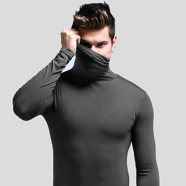 Men's Thermal Underwear Sleepwear Thermal Shirt Pure Color Basic