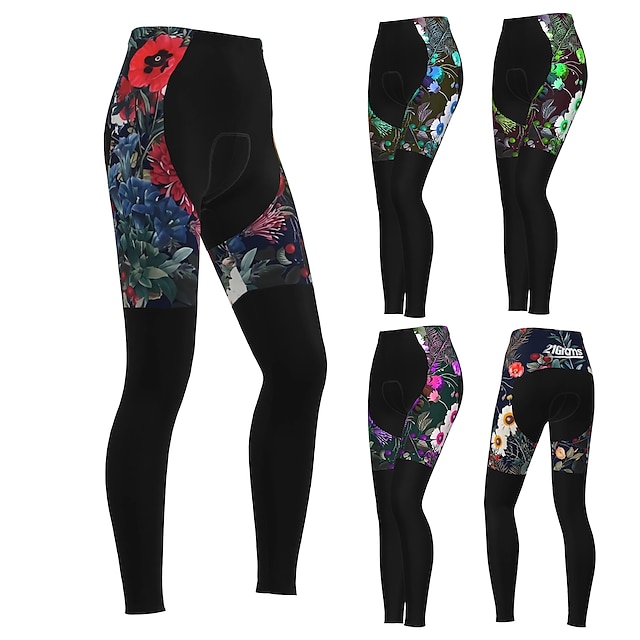  21Grams Women's Cycling Tights Bike Pants Tights Mountain Bike MTB Road Bike Cycling Sports Graphic Floral Botanical Ugly Christmas Thermal Warm 3D Pad Breathable Quick Dry Black Red Clothing Apparel