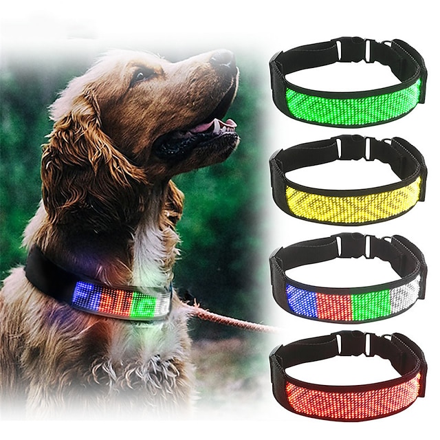  2023 New Bluetooth Programmable LED Pet Dog Cat Collar Flashing Luminous Adjustable Name Sign Anti-Lost Collar