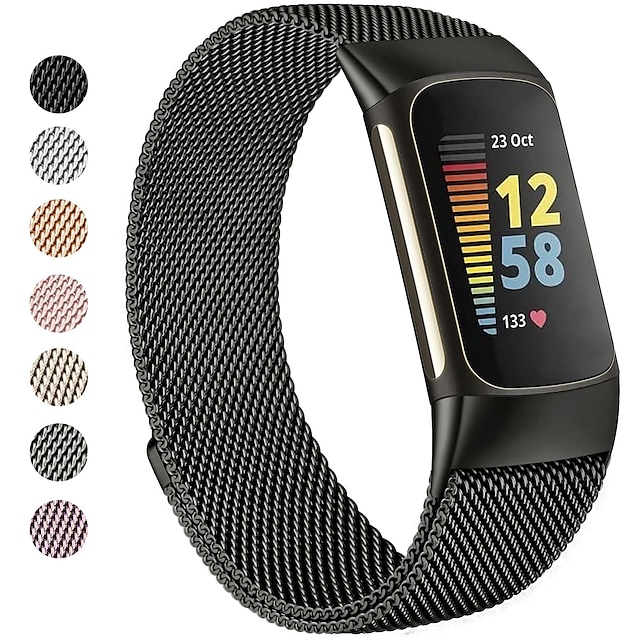  Smart Watch Band Συμβατό με Fitbit Charge 5 Ανοξείδωτο Ατσάλι Εξυπνο ρολόι Λουρί Ελαστικό Μαγνητικό κούμπωμα Μέταλ Μπάντα Αντικατάσταση Περικάρπιο