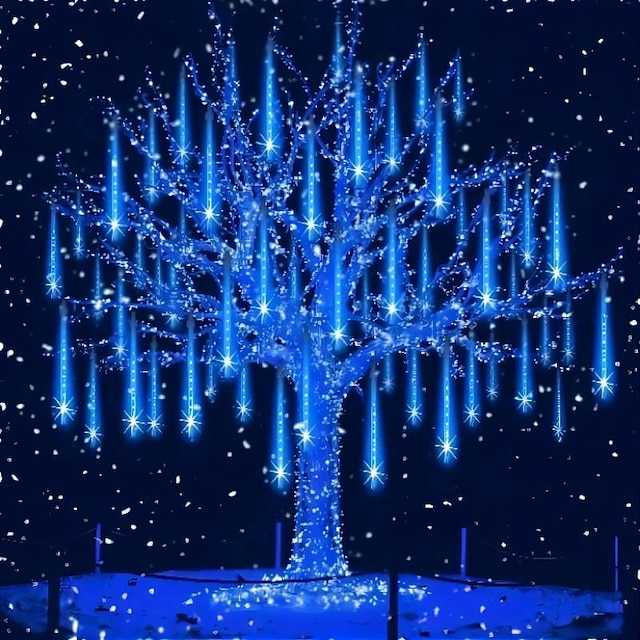  Outdoor Meteor Shower Rain Christmas Decorations 50cm String Lights 100-240V 8 Tubes LED String Lights Waterproof for Christmas Wedding Party Decorationfor Christmas Trees Holiday Wedding