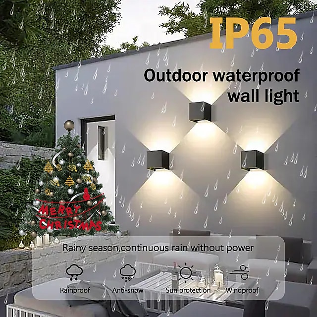  LED Outdoor/Indoor Up and Down IP65 Waterproof Wall Light, 12W 6000K White/Warm White Wall Lighting LED with Adjustable Beam Angle 1000lm AC85-265V