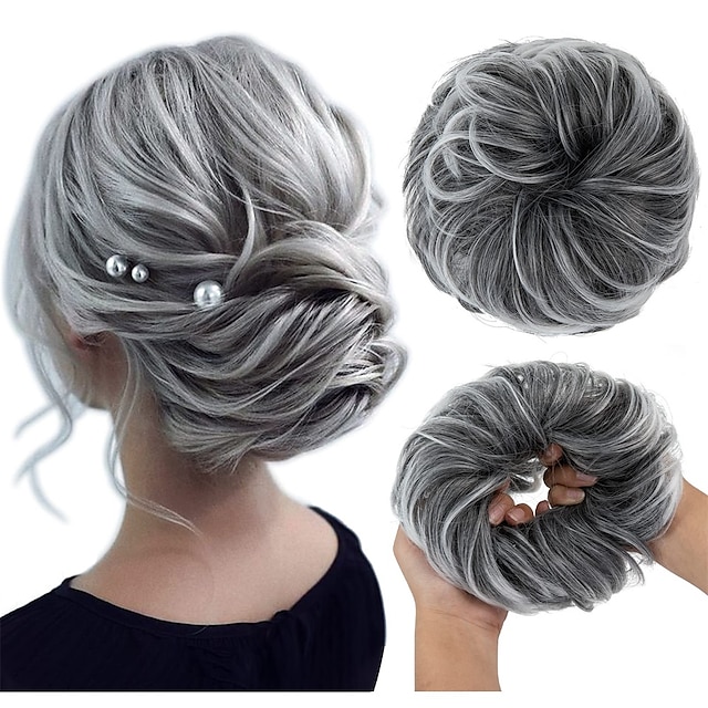  moños de pelo desordenado pieza de pelo scrunchies de pelo rizado para mujeres postizos de niñas donut ondulado piezas de pelo moño de pelo updo moños de pelo