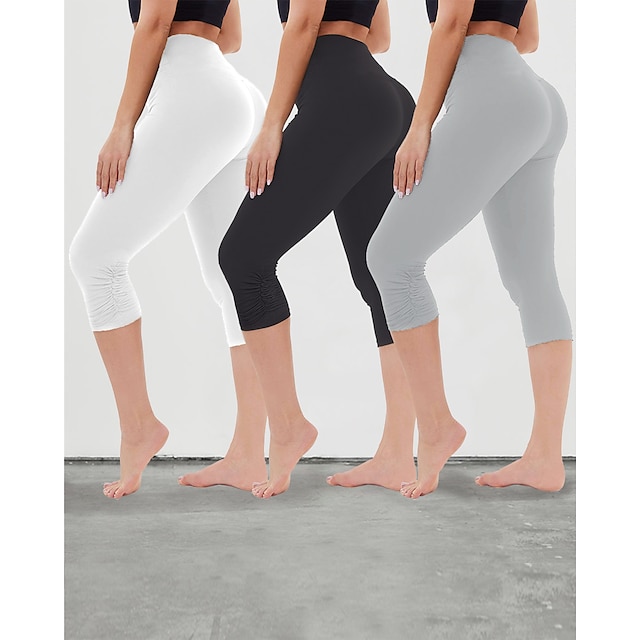  Pantalon de yoga Femme Protection Solaire Contrôle du Ventre Lifting des fesses Yoga Aptitude Exercice Physique Jambières Capri Bas Taille haute Des sports Tenues de Sport Haute élasticité Slim