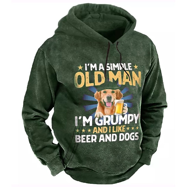  Men's Dog Graphic Prints Beer Hoodie Hoodies Sweatshirt Streetwear Designer Long Sleeve Hooded Daily Sports Black Navy Blue Print Spring &  Fall Designer