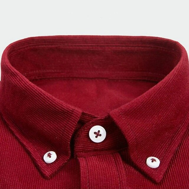 Men's Navy Blue Corduroy Button Down Shirt with Chest Pockets
