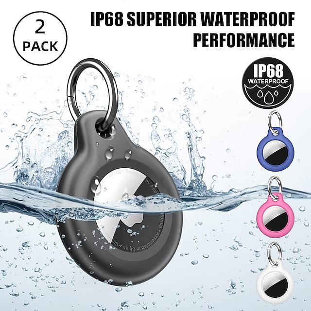  waterproof for airtag holder 2 pack air tag keychain hard pc tpu full body Protective tracker case with loop key ring for apple tags ipx8 airtags cover for wallet luggage القط الكلب الحيوانات الأليفة
