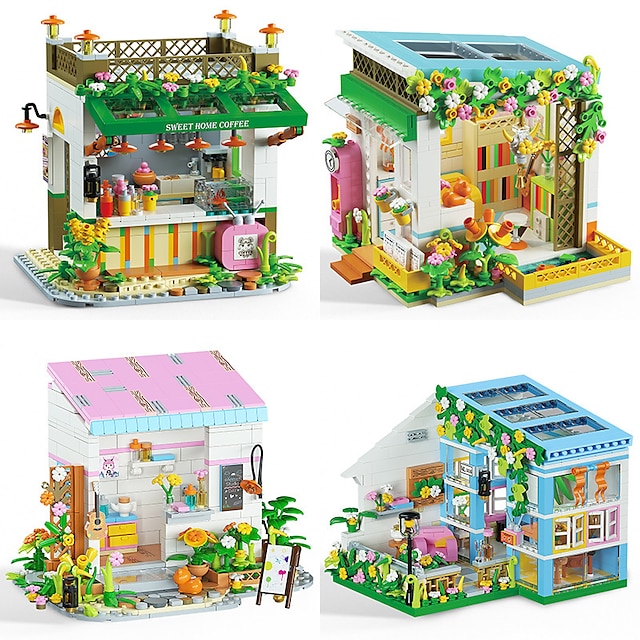  Women's Day Gifts Building Blocks Toys Sunshine Flower House Puzzled Girl Toy Gift Ornament Creative Building Sunshine Flower House (608 /585/618/646pcs) Mother's Day Gifts for MoM