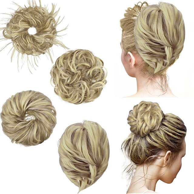 4 Pcs Messy Hair Bun Straight Hairpiece Tousled Updo for Women Hair ...