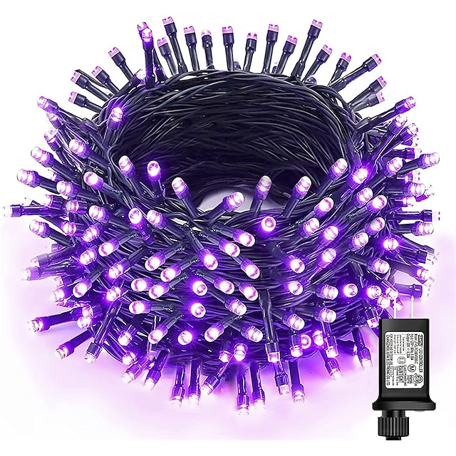  utendørs juletrelys, vanntett 10-100m led blinklys med 8 moduser, plug-in julelys, julevindu grønn ledning feriedekorasjon
