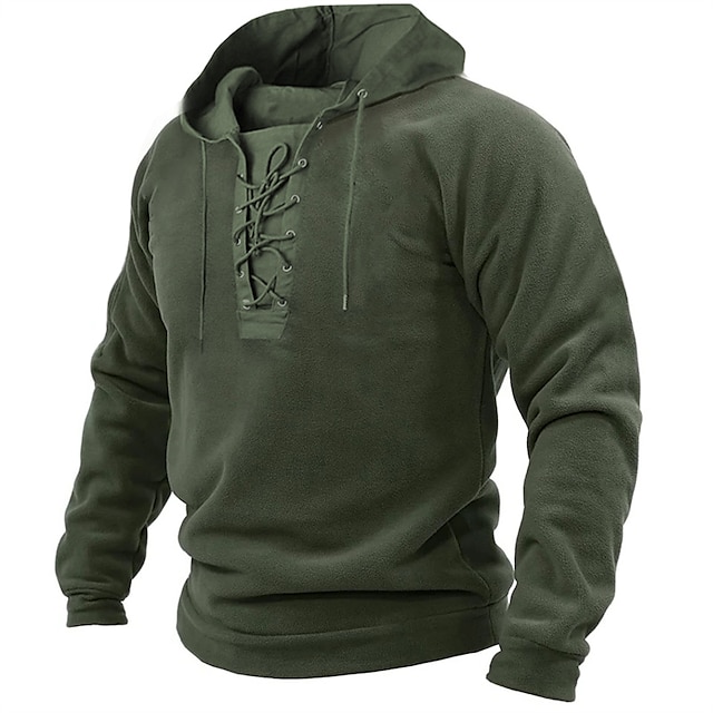  Hombre Sudadera Táctico Negro Amarillo Verde Trébol Gris Con Capucha Color sólido Acordonado Deporte Deportes Ropa de calle Estampado en caliente Design Básico Casual Primavera Otoño Ropa Sudaderas