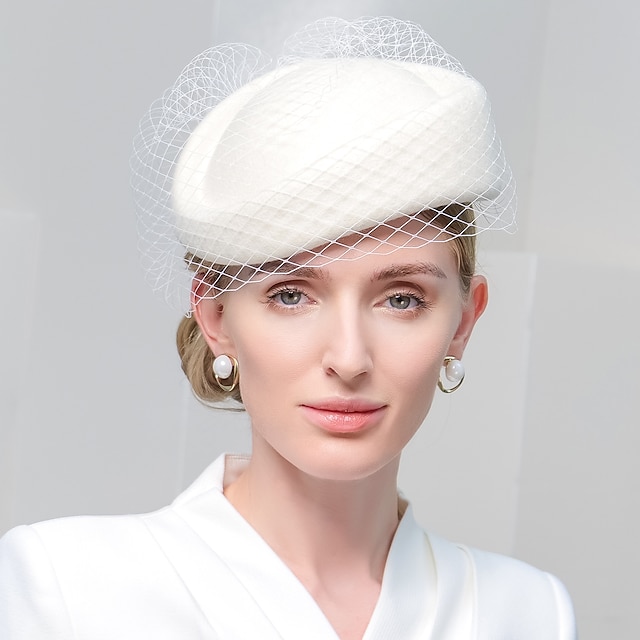  pălării la modă, elegante, 100% lână, cu culoare pură/tul 1 bucată nuntă/petrecere/seară