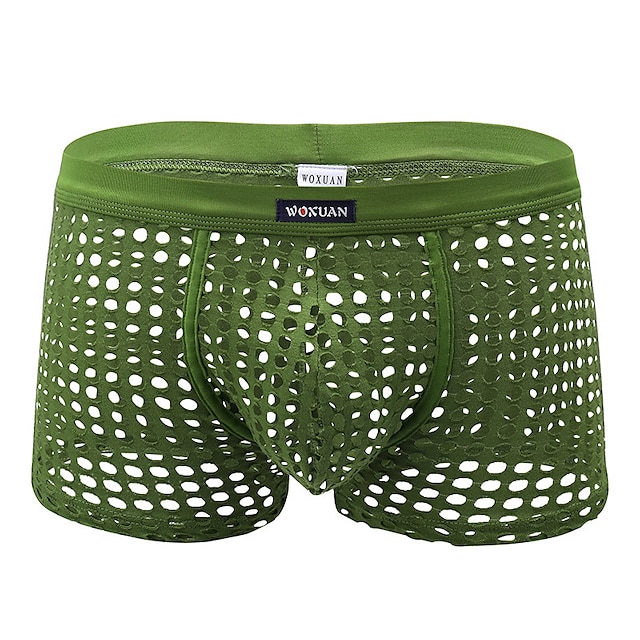 Men's 1pack Underwear Basic Panties Boxers Underwear Briefs Hole Nylon ...