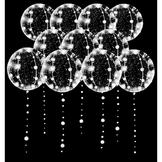  Elegant Wedding Reception Party LED Balloons Light Up Colorful Bobo Balloons Transparent Light Bubble for Weddings Banquets Parties Birthday Decor