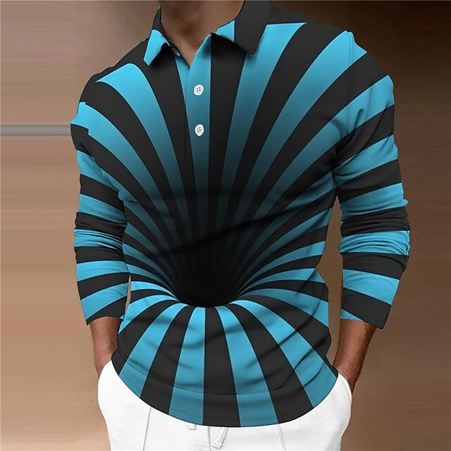Men's Polo Shirt Golf Shirt Optical Illusion Graphic Prints Turndown ...