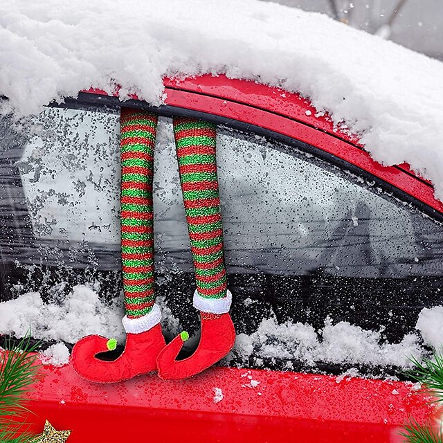  χριστουγεννιάτικη διακόσμηση αυτοκινήτου χαριτωμένο ξωτικό πόδι διακόσμηση πόρτας παραθύρου αυτοκινήτου πίσω τελειώματα πρωτοχρονιάτικη κρεμάστρα διακόσμηση μεγάλα χριστουγεννιάτικα παιχνίδια