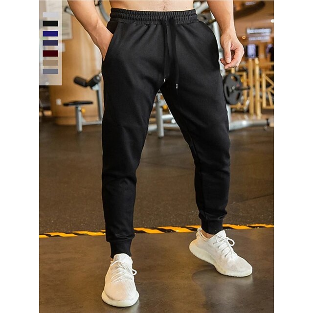 Men's Sweatpants Joggers Drawstring Solid Colored Breathable Soft