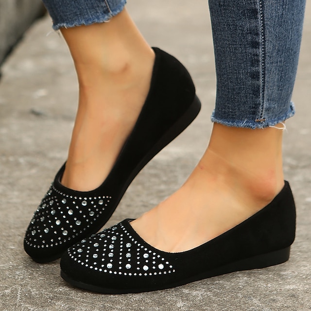  Pentru femei Pantofi Flați Mărime Plus Size Toc Drept Vârf rotund Piele de Căprioară Loafer Negru Maro Bej