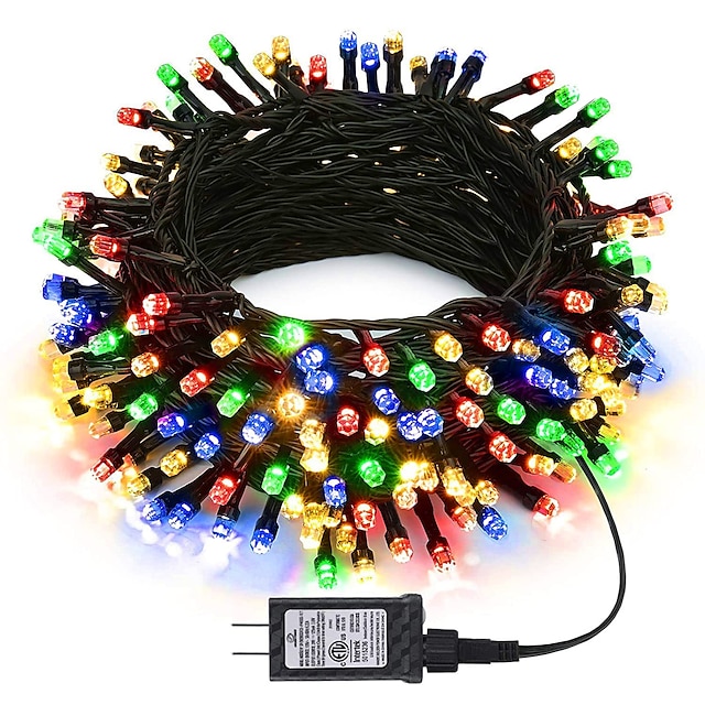  1000 luci di Natale a LED (328 piedi) per interni ed esterni, luci per albero di Natale con filo verde per interni ed esterni, luci fatate per interni ed esterni per albero di Natale, patio, elegante ricevimento di nozze