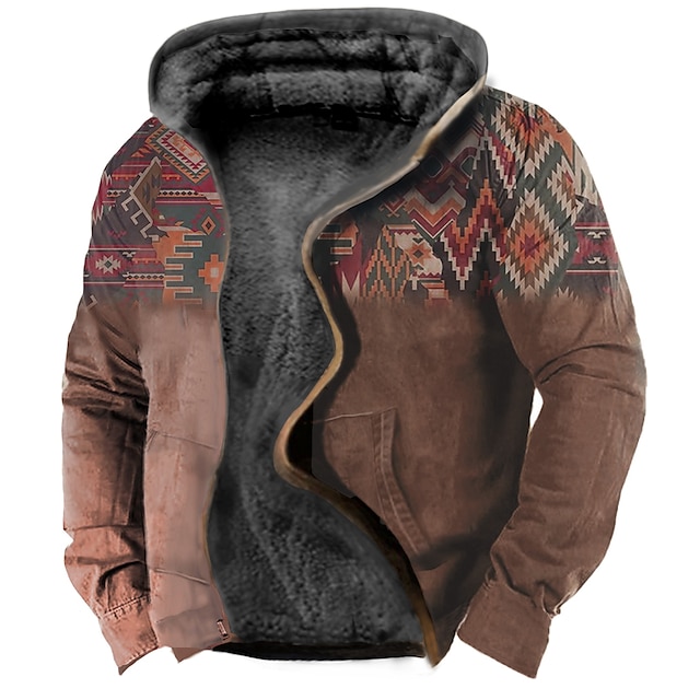 Men's Tribal Graphic Prints Hoodie Hoodies Sweatshirt Full Zip Hoodie ...