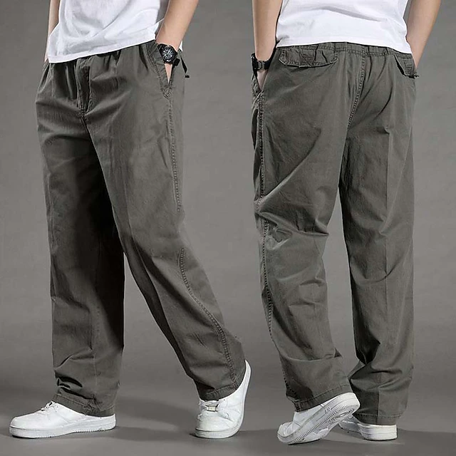 Men's Cargo Pants Trousers Casual Pants Pocket Straight Leg Solid Color ...