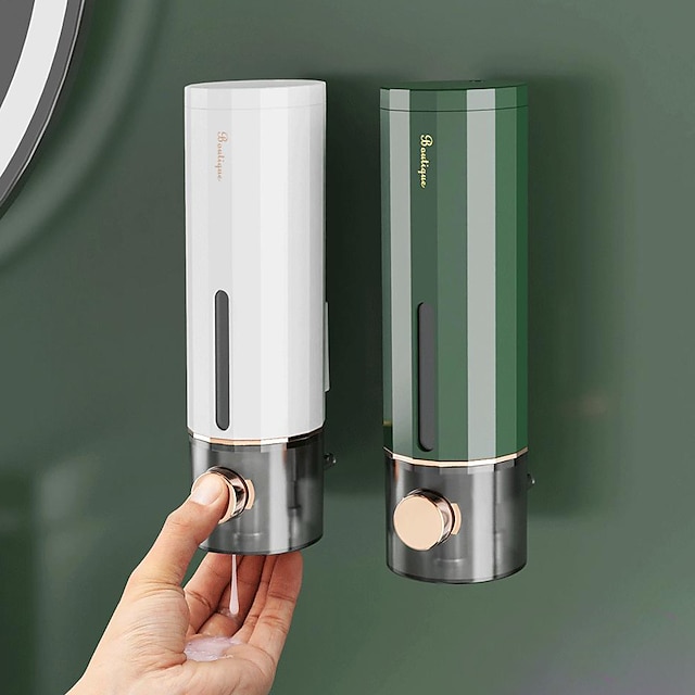 450ml Traceless Wall Mounted Push Type Liquid Dispenser Wall Mounted Manual Soap Dispenser Liquid Hand Sanitizer Dispenser for Shampoo Body Wash Facial Cleanser