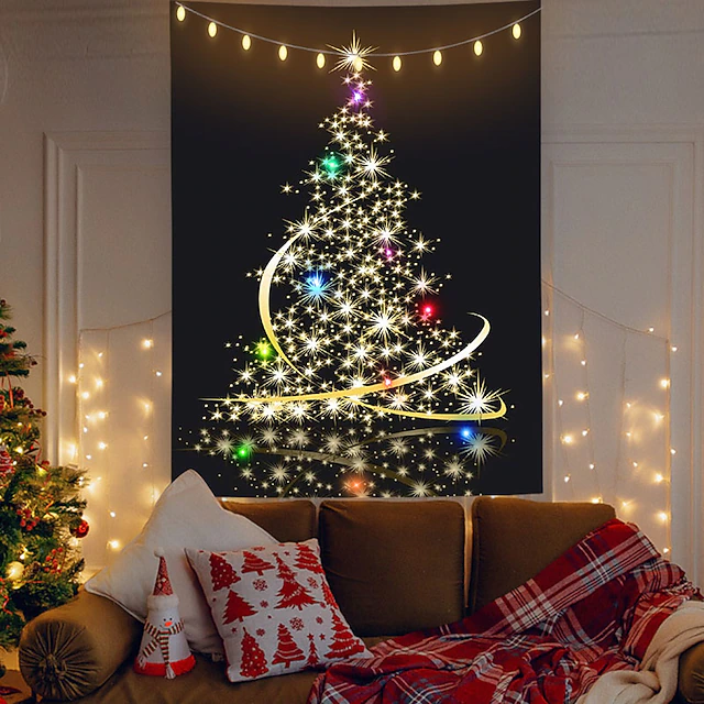 Christmas Decorations Ribbon Holiday Party Wall Tapestry Xmas Photography Backround Art Decor Hanging Bedroom Living Room Decoration Tree 11