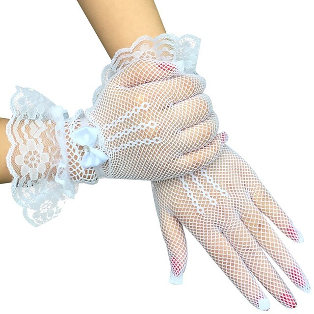 Lace / Tulle Wrist Length Glove Elegant / Lace With Bow(s) Wedding