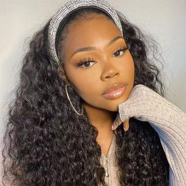Headband Wig for Black Women Short Curly Wig Heat Resistant Fiber