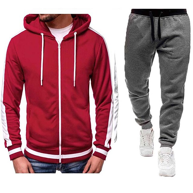Men's Tracksuit Hoodies Set Black Blue Orange Dark Gray Gray Hooded Graphic Skull Skeleton
