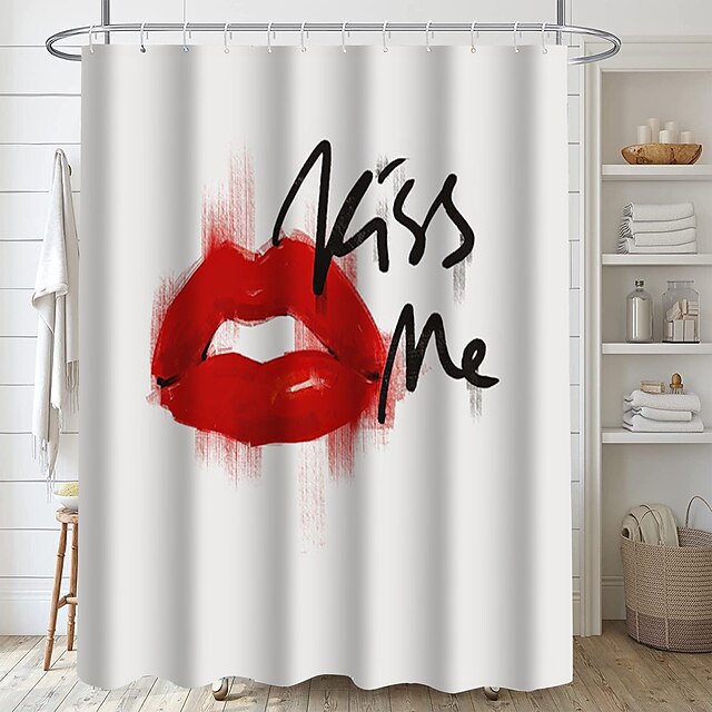  seksikäs huulet punainen huuliprintti suihkuverho koukulla moderni polyesterikäsittely vedenpitävä kylpyhuoneen sisustus