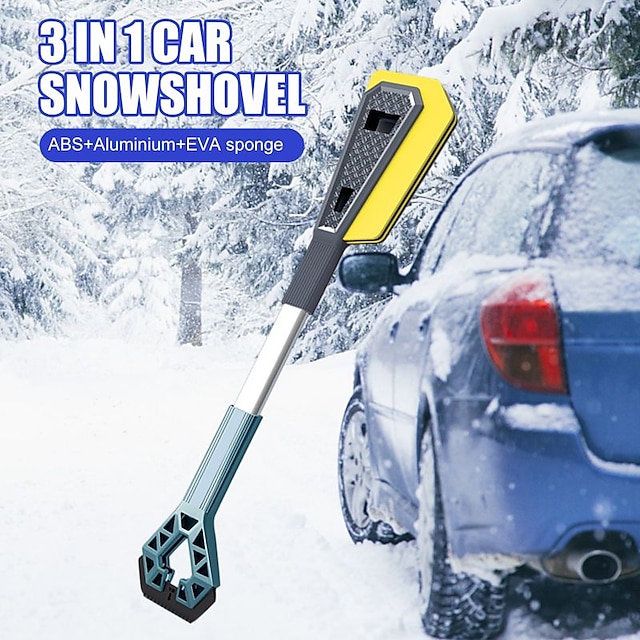  Raspador de hielo para parabrisas de coche 3 en 1, escoba de nieve, pala giratoria suv desmontable, cortador de nieve, cepillos para raspar hielo de vehículo, dispositivos de mantenimiento de coche