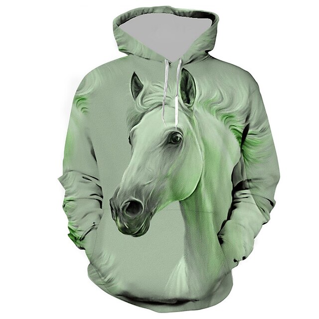  Homme Animal Cheval Impressions Graphiques Sweat à capuche Sweats à capuche Sweatshirt Streetwear Designer manche longue À capuche Quotidien Sports Blanche Rose Claire Imprimé Printemps & Automne