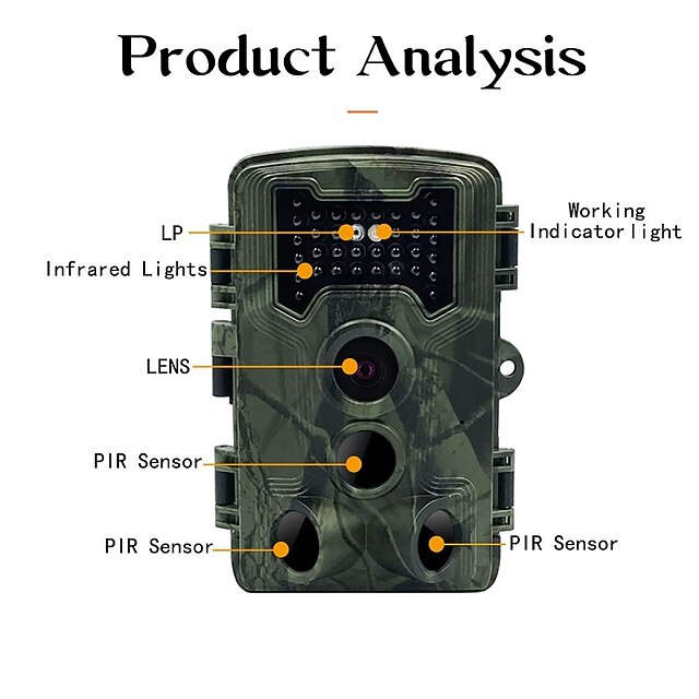 PR1000 Trail Camera 1080P HD Video Wildlife Hunting Cam 16MP Infrared Night Vision PIR Sensor